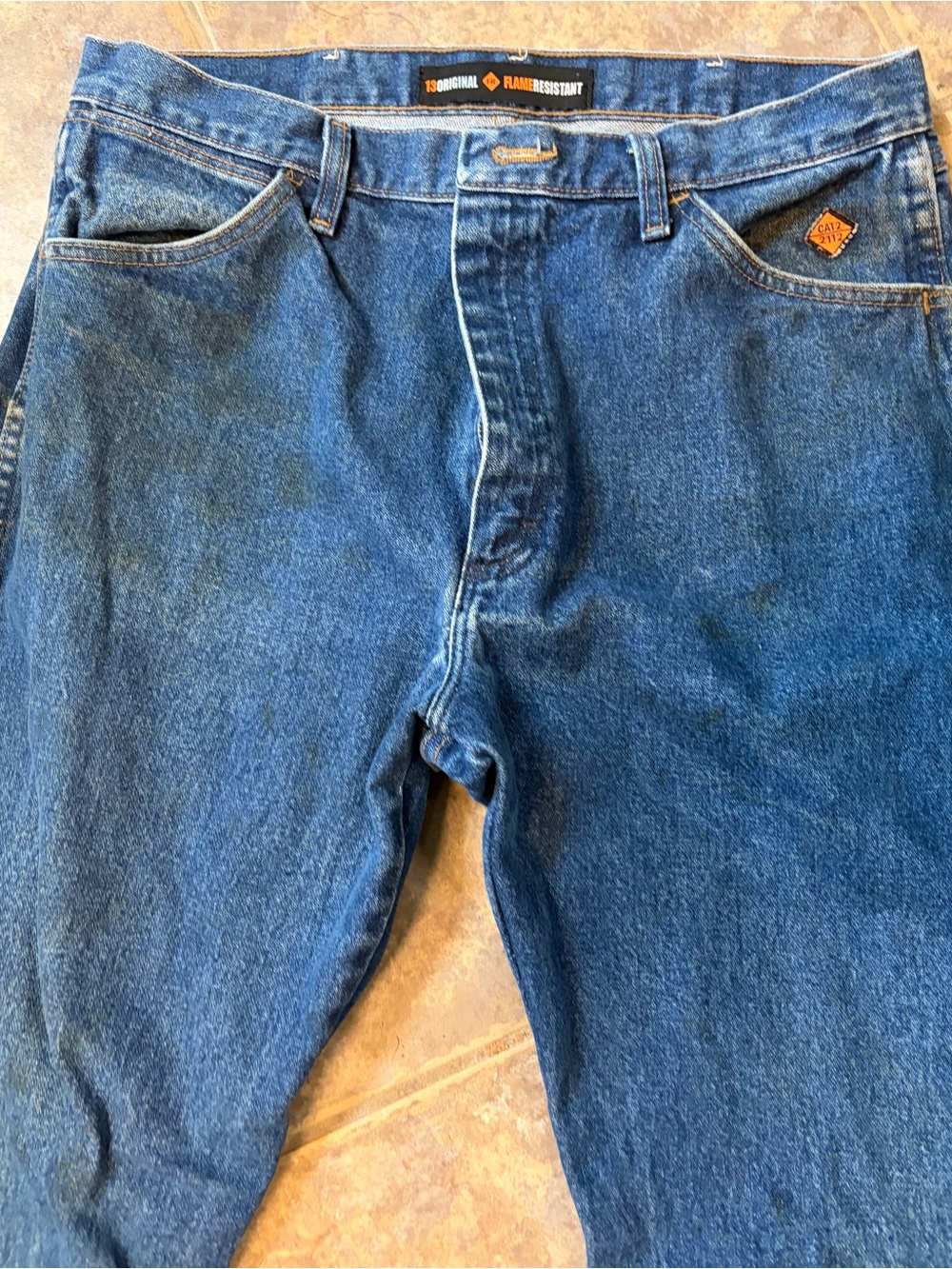 Wrangler FR men’s denim work jeans 36x32 medium wash flame resistant